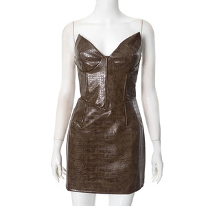 2025 verano alta calidad Sexy moda imitación cocodrilo estampado cuero Spice Girl vestidos tubo vestidos <span class=keywords><strong>de</strong></span> <span class=keywords><strong>mujer</strong></span> - Product Image 5