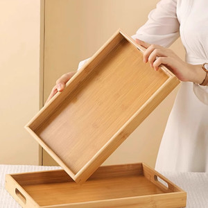 Bamboo Serving <b>Tray</b> Rectangular Natural Wood Pattern Eco Friendly For Home Living Room <b>Tea</b> Bread Commercial Use - Product Image 3