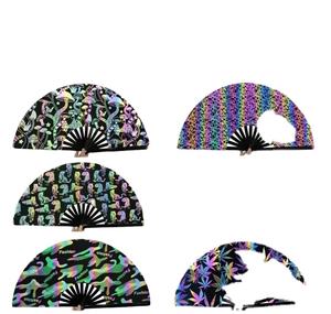 Éventail pliant Kung Fu 27 cm/33 cm en PVC avec film laser, pour performance, photographie, cadeaux, accessoires, artisanat, scène, fête, danse, 7 couleurs - Product Image 4