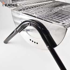 KAOKE 15 Inch Foldable <strong>BBQ</strong> Grill Portable Stainless Steel Grill Camping <strong>BBQ</strong> Grill Outdoor Double <strong>Barrel</strong> Charcoal <strong>BBQ</strong> - Product Image 4