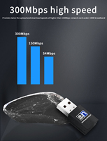Adaptateur WiFi USB 300Mbps, large couverture 2.4GHz, mini carte réseau sans fil universelle pour ordinateur portable et de bureau, Plug and Play