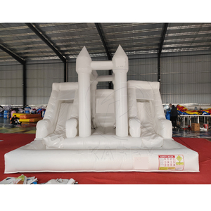 บ้านลมเป่าลมพีวีซีสีขาวสำหรับงานปาร์ตี้และงานแต่งงาน พร้อมสไลเดอร์คู่และบ่อบอลสีขาว สำหรับเด็กเล็ก - Product Image 1