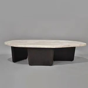 New Arrival Round Shape Table Beige Travertine Marble Table Coffee For Living Room