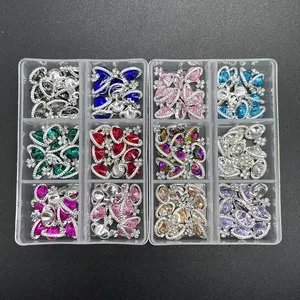 6 Grilles de Strass pour Ongles, Breloques Croix Planète Saturne, Bijoux de Luxe pour Ongles, Pièces de Décoration Diamantées en Cristal pour Nail Art - Product Image 1