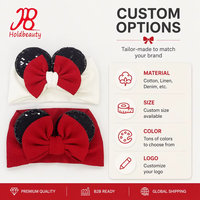 Fait à la main rouge noir Minnie Mouse oreilles bandeau élastique bandeau nœud Paillette enfants cheveux accessoires bébé tissu chapeaux