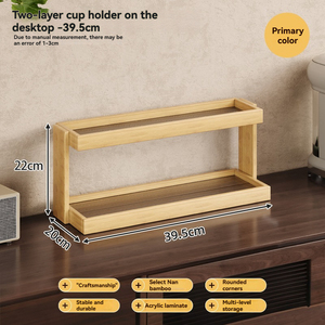 Desktop a tre strati moderno portabicchieri di bambù Multi-strato espositore tavolo da pranzo Top sala da tè acqua tazza di stoccaggio - Product Image 5