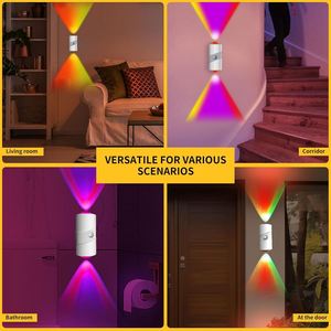 Magnetic Wall <b>Light</b> 1500mAh Motion & <b>Light</b> <b>Sensor</b> RGB <b>LED</b> Easy Install Wireless for Hallway Bathroom Bedroom Home Night <b>Lights</b> - Product Image 6
