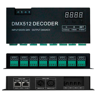 Controlador RGB AIPIN DMX512 de 24 Canales con Pantalla Digital, 5-24VDC, Señal Maestra DMX512 para Iluminación de Tiras LED RGB