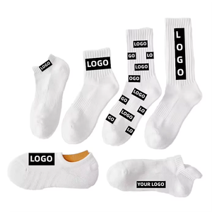 Женские 100% Хлопковые вязаные чулки выше колена, дышащие для осени и зимы, индивидуальный дизайн логотипа на теле и манжете - Product Image 2