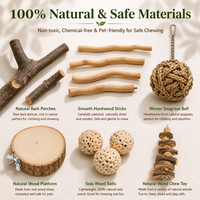 Ensemble de jouets pour oiseaux en bois naturel, perchoir pour perroquet, plateforme suspendue, jouet à mâcher, accessoires de cage