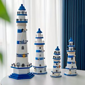 Estilo Mediterráneo creativo antiguo de madera respetuoso con el medio ambiente grabado personalizado gran faro océano atalaya decoración del hogar - Product Image 1