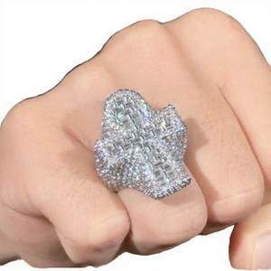 Dope Jewelry USA Stock Hip Hop Iced Out Cross <b>Men</b> Women 925 Silver Gold Plated Channel <b>Set</b> VVS Moissanite <b>Ring</b> - Product Image 2