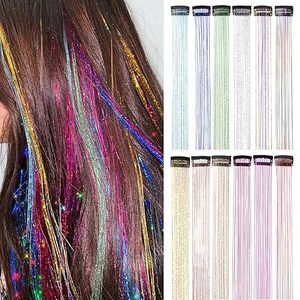 Extensiones de Cabello con Brillo, 12 Piezas, Kit de Extensiones de Cabello con Clip para Niñas, 22 Pulgadas, Brillantes, Relucientes, de Hadas - Product Image 1