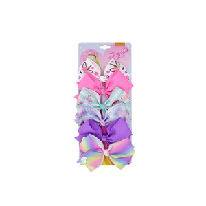 Hstyle Mix 10 nœuds pour cheveux pour filles, pinces crocodiles, nœuds en ruban gros-grain licorne arc-en-ciel, pinces pour fête - Product Image 1