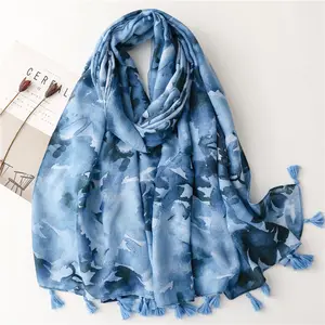 abstract style tie-dye Scarf Women cotton Print shawl soft tassel wrap Scarf Gift vacation shawl