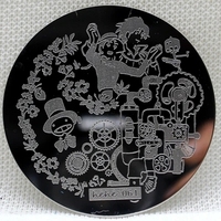 1 plaque de tamponnage pour nail art série Hehe, motif chat mignon et pattes de chat, en acier inoxydable, 5,5 cm