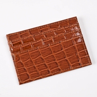 Dompet Kartu Kredit Mini Motif Kulit Buaya Klasik Persegi dari Bahan Kulit PU, Pasokan Pabrik
