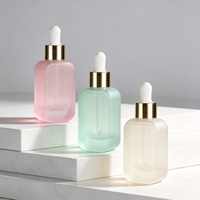 Flacon compte-gouttes en verre transparent de 30 ml à épaule plate avec logo personnalisé pour huile capillaire, sérum, gouttes pour les yeux, sérum de soin de la peau, emballage cosmétique
