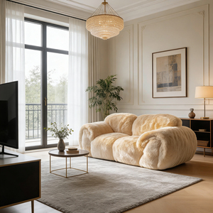 Divano Cloud Virale su Internet, Estetica Crema, per <span class=keywords><strong>Soggiorno</strong></span> e Camera da Letto, Piccolo Divano a Due Posti in Peluche Avvolgente - Product Image 6