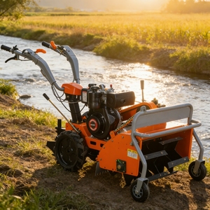 Cultivateur <span class=keywords><strong>de</strong></span> jardin diesel 3,5 kW avec lame <span class=keywords><strong>de</strong></span> 60 cm <span class=keywords><strong>de</strong></span> largeur, haute productivité, démarrage électrique et lanceur manuel pour le désherbage et le bêchage - Product Image 1