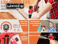 Vente en gros d'usine d'outils et d'équipements de menuiserie, perceuses électriques sans fil à double vitesse