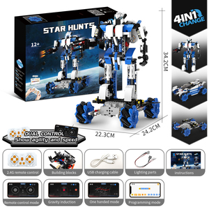 Robot inteligente para niños 4 en 1 tecnología de programación aplicación Control remoto Rc deformación coche rompecabezas juguete de bloques de construcción - Product Image 6