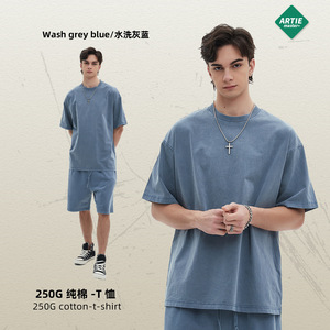 250gsm lavage à l'acide vintage hommes haute qualité lourd recadrée surdimensionné coton t-shirt unisexe t-shirt - Product Image 4