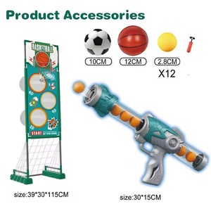 Juguetes de Exterior para Bebés 3 en 1: Aro de Baloncesto, Porterí<span class=keywords><strong>a</strong></span> de Fútbol y <span class=keywords><strong>Pistola</strong></span> de Bolas Blandas con Objetivo y Bolas de Espuma para Niños - Product Image 4
