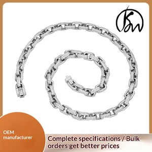 S925 银全套装莫桑石古巴链轻奢男女通用项链 - Product Image 2