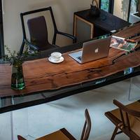 Table à manger moderne et écologique en bois de noyer noir et olivier, bureau suspendu en bois massif, mobilier de salle à manger pour la maison