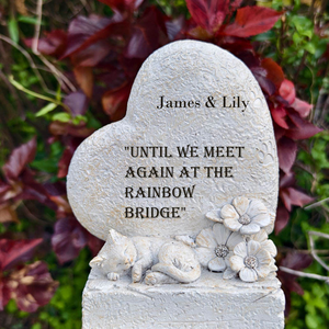 Chat <span class=keywords><strong>en</strong></span> forme de <span class=keywords><strong>coeur</strong></span> souvenir résine peint à la main <span class=keywords><strong>pont</strong></span> <span class=keywords><strong>arc</strong></span>-<span class=keywords><strong>en</strong></span>-<span class=keywords><strong>ciel</strong></span> disant Accent Floral animal de compagnie mémorial artisanat jardin décoratif extérieur - Product Image 5