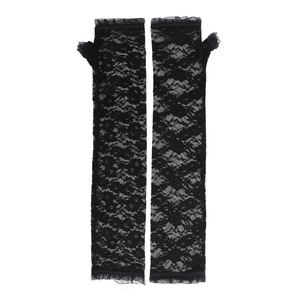 Gants en dentelle mi-doigts noirs pour l'été, protection solaire, accessoires de mariage, polyester, pour femme - Product Image 4