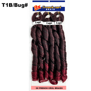 Bán buôn 22inch 3x pháp Curl bím tóc chất lượng cao xoắn ốc Curl bện tóc kanekalon sợi mềm bouncy Bím Tóc cho phụ nữ da đen - Product Image 6