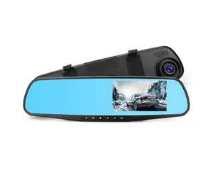 Câmera automotiva dvr 1080p, 4.3 polegadas, espelho retrovisor, gravador de vídeo digital, lente dupla, registrador, filmadora