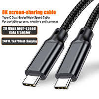 Câble USB-C double Raided, transfert de données 20 Gbit/s, sortie vidéo 8K, charge rapide PD 240W 5A, conducteur en cuivre pur tressé en nylon, pour appareil photo