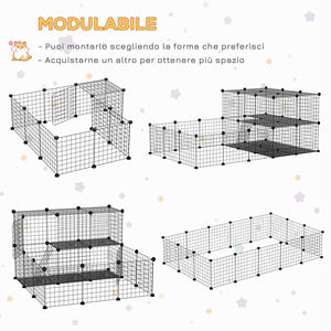 Pawhut โมดูลาร์โลหะกระต่ายวิ่งพร้อมบันไดและอุปกรณ์ประกอบ175x105x70ซม.-สีดำ - Product Image 5