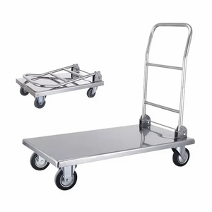 Chariot à plateau avec poignée pliable, chariot de transport pour plaques de fer, remorque à pousser - Product Image 2