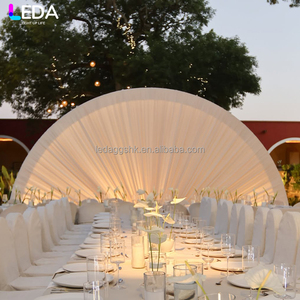 LEDA Wedding Decor Supplies Modern New Arrival Outdoor Semi-circular Metal White Fan-shaped Fabric <b>Backdrop</b> - Product Image 1