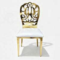 Chaise en acier inoxydable doré sculpté, chaise de luxe pour mariage, chaise décorative pour banquet