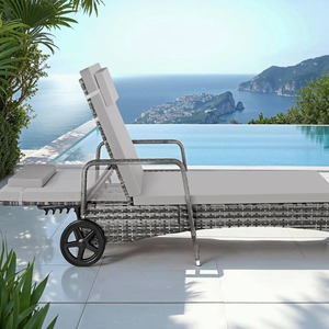 Sillón de ratán de estilo europeo de alto nivel de apariencia ajustable con almohadas cómodas, adecuado para piscinas de jardín - Product Image 5