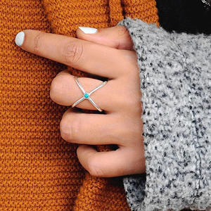 Anello Geometrico in Turchese con Pietra Naturale Rotonda Incastonata, Gioiello Unisex alla Moda, Idea Regalo - Product Image 6