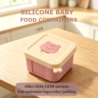 Conteneur portable pour aliments pour bébés avec blocs réfrigérants, boîte de rangement alimentaire miniature en silicone réutilisable pour l'extérieur, tasse à eau, vaisselle