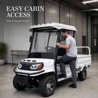 Chariot utilitaire électrique à 4 roues avec capot de benne, pneus tout-terrain, moteur 2500W, 30 km/h, certifié CE