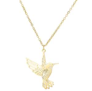 Collier pendentif colibri en acier inoxydable creux, élégant et simple, pour femmes, <span class=keywords><strong>tout</strong></span> ce qui est simple, collier animal - Product Image 3