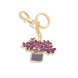 سلسلة مفاتيح معدنية بشعار مخصص للبيع بالجملة مع تصميم زهرة لطيف على طراز عتيق وشكل آلة البيبا الموسيقية مزودة بخطاف - Product Image 4