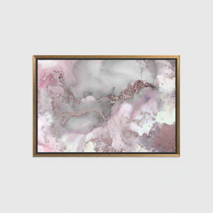 Shimmery Alcohol Ink Glass Print: Printed Canvas Art, Pink & Gray Marble Design,<b>GOLD</b> <b>FRAMED</b> CANVAS - Product Image 2