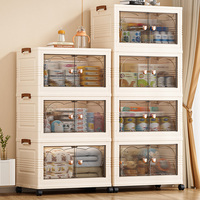 COIZY Armoire en plastique PP de grande capacité Conteneur de stockage pliable à double porte Stockage de vêtements empilable mobile