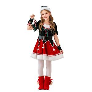 Костюм Санта-Клауса или эльфа для девочки на Рождество и Новый год с ушками и носками FCDR-037 - Product Image 6