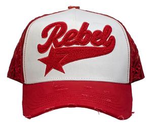 Casquette <span class=keywords><strong>de</strong></span> baseball unisexe pour adulte <span class=keywords><strong>de</strong></span> haute qualité Mara Three Rico Hats avec logo brodé, bord incurvé vieilli, 5 panneaux, style trucker, Rebel Hats - Product Image 1