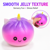 Jouet Squishy Licorne Chat Mignon à Remontée Lente, Balle Anti-Stress à Presser, Jouet de Décompression Kawaii pour Enfants de 5 à 7 Ans et Adultes